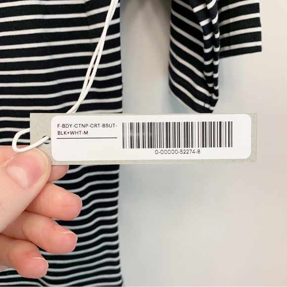 Everlane The Short-Sleeve Crew Neck Stripe Bodysuit Medium - Picture 8 of 13